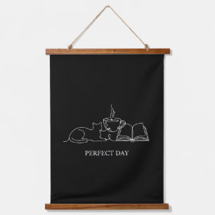 Perfect Day Minimalistische Kat Boek & Coffee Lijn Hangend Wandkleed