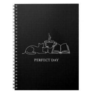 Perfect Day Minimalistische Kat Boek & Koffie Lijn Notitieboek