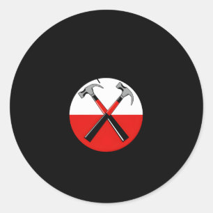 Perfect dus twee hamers kruisen elkaar voor ronde sticker