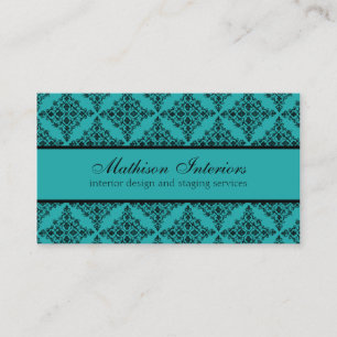 Perfect gepolijst Damask Visitekaartje, Turquoise Visitekaartje