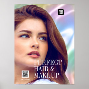 PERFECT HAIR & MAKEUP Meisje Kapsalon Logo QR Code Poster