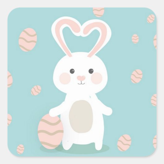 Perfect Happy Paaster Bunny Vierkante Sticker (Voorkant)