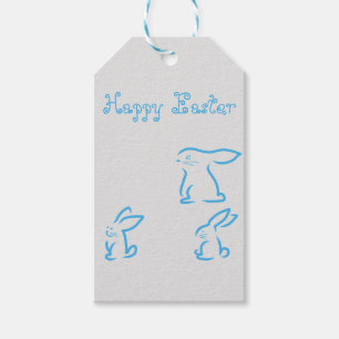 Perfect Happy Pasen, Blauwe Bunny Cadeaulabel
