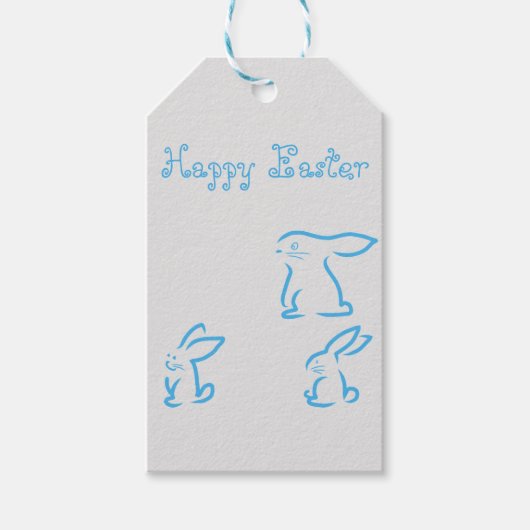 Perfect Happy Pasen, Blauwe Bunny Cadeaulabel (Voorkant)