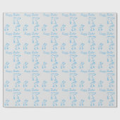 Perfect Happy Pasen, Blauwe Bunny Cadeaupapier (Vlak)
