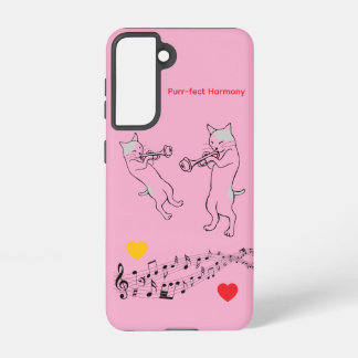 Perfect Harmony Cats & Trombone Galaxy Case – Pink Samsung Galaxy Hoesje