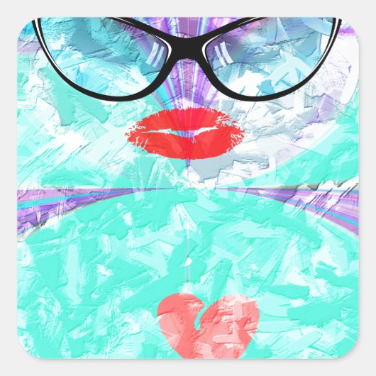 Perfect hart vierkante sticker (Voorkant)