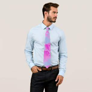 Perfect hete roze en lichtblauwe roosdetail stropdas