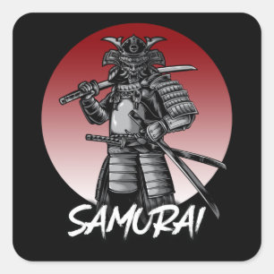Perfect Honored Samurai Retro - zwart en wit Vierkante Sticker