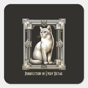 Perfect kattenontwerp in zwart-wit Art Nouveau Vierkante Sticker