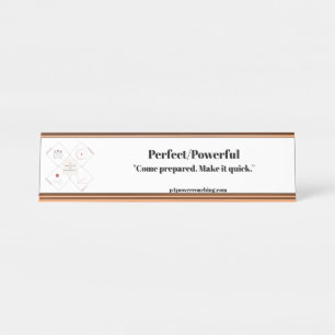 Perfect/Krachtig Rose Goud Bureau Plaque Naambordje