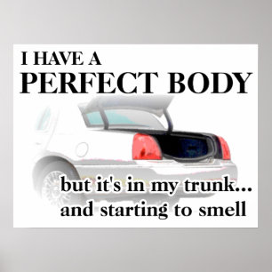 Perfect Lichaam In Kofferbak Grappige Print Poster