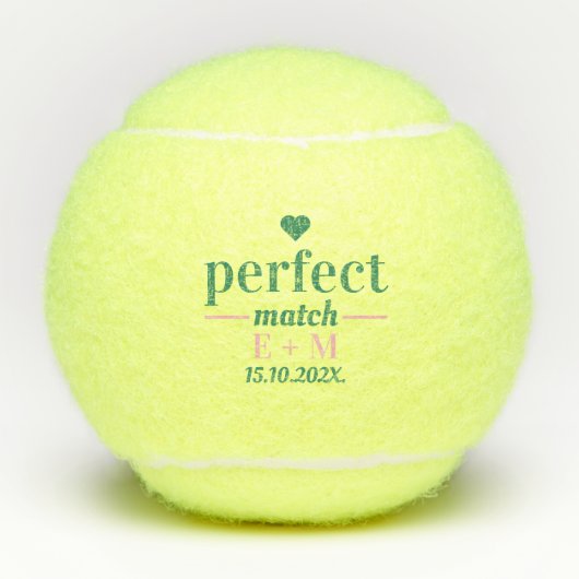 Perfect Match Bachelorette Wedding Favor Tennisballen (Voorkant)