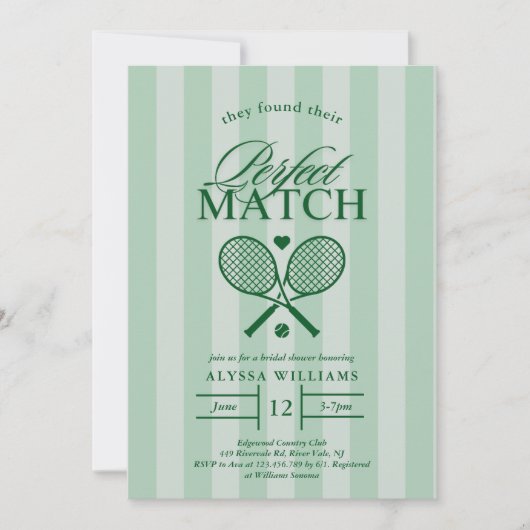 Perfect Match Tennis Bruids Douche Uitnodiging (Voorkant)