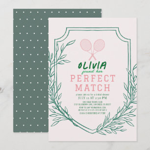 Perfect Match Tennis Retro Roze Vrijgezellenfeest Kaart