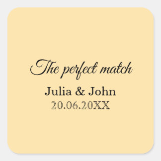 Perfect Match Trouwmatchbox – Premiumeditie Vierkante Sticker