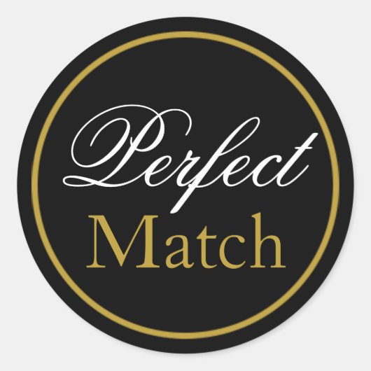 "Perfect Match" Wedding Sticker - Black Gold (Voorkant)