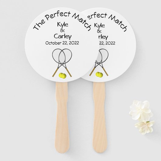 Perfect Match Wedding White Hand Fan Handwaaier (Voorkant en achterkant)