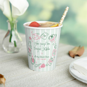 Perfect Matcha Roze en Groene Bruiloftsshower Papi Papieren Bekers