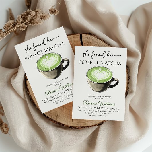 Perfect Matcha Sage Green Coffee Bridal Shower Kaart