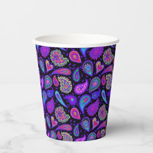 Perfect Paarse Paisley Papieren Bekers (Voorkant)