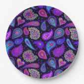 Perfect  Paarse Paisley Papieren Bordje (Voorkant)
