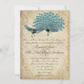 Perfect Pair Aqua Aged Damask Peacock Elegance Kaart (Voorkant)