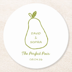 Perfect Pair - Chic Pear Illustration Schattigee b Ronde Kartonnen Onderzetter