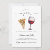Perfect Pair Wijn Pizza Feestelijke Verlovingspart Kaart (Voorkant)
