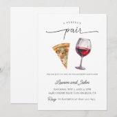 Perfect Pair Wijn Pizza Feestelijke Verlovingspart Kaart (Voorkant / Achterkant)