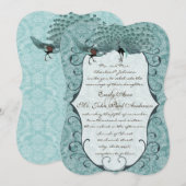 Perfect Pair Zee Blue Damask Peacock Elegance Kaart (Voorkant / Achterkant)