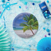 Perfect palm Tree Tropical Island Beach Papieren Bordje (Feest)