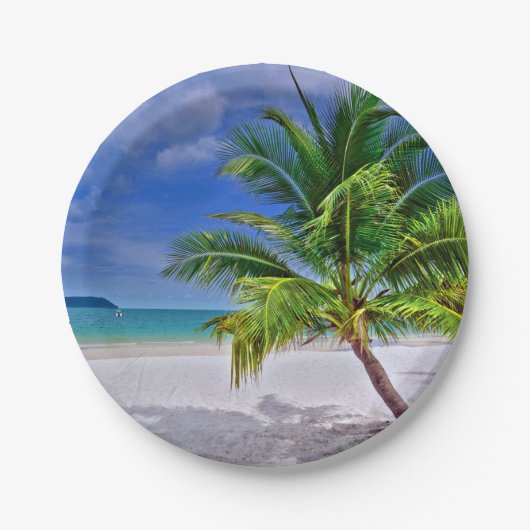 Perfect palm Tree Tropical Island Beach Papieren Bordje (Voorkant)