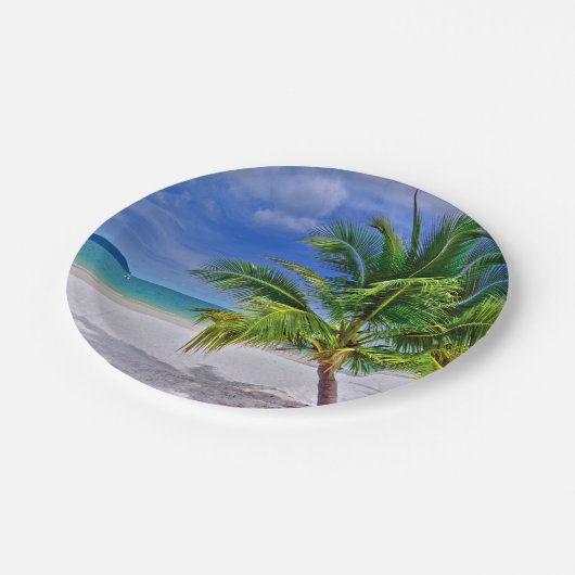 Perfect palm Tree Tropical Island Beach Papieren Bordje (Gekanteld)