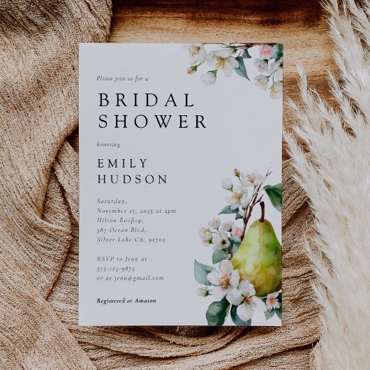 Perfect Pear Bloemen Bruids Douche Uitnodiging