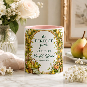 Perfect Pear Groen Gingham Bruiloft Favor Tweekleurige Koffiemok