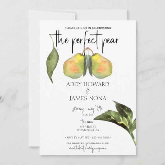 Perfect Pear - Invitation de douche pour couples (Devant)