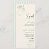 Perfect Pear Pair Theme Let's Eat Script Wedding Menu (Voorkant / Achterkant)