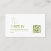 Perfect Pear QR-code groene bruiloft registry Informatiekaartje (Voorkant)