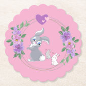 Perfect Pink Easter Bunny with Babies Kartonnen Onderzetters (Voorkant)