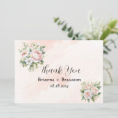 Perfect Pink Peony Floral Dank u Kaarten (Staand voorkant)