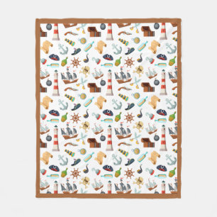 Perfect Pirate Pattern Fleece Blanket Deken