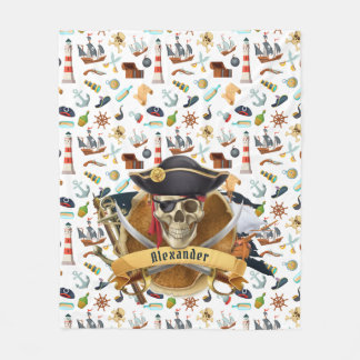 Perfect Pirate Pattern PERSONALIZE Fleece Deken