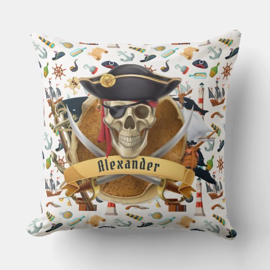 Perfect Pirate Pattern PERSONALIZE Kussen (Voorkant)