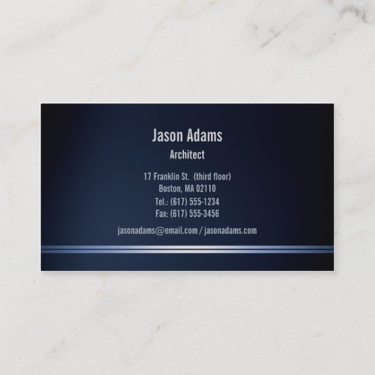 Perfect Project Blue architect Visitekaartje (Achterkant)