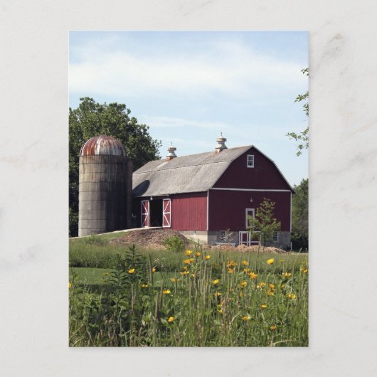Perfect Red Barn en Silo Briefkaart (Voorkant)