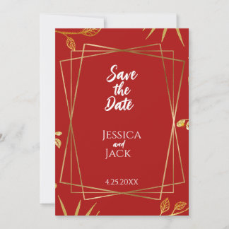Perfect Red Save the Date Wedding Invitation Kaart