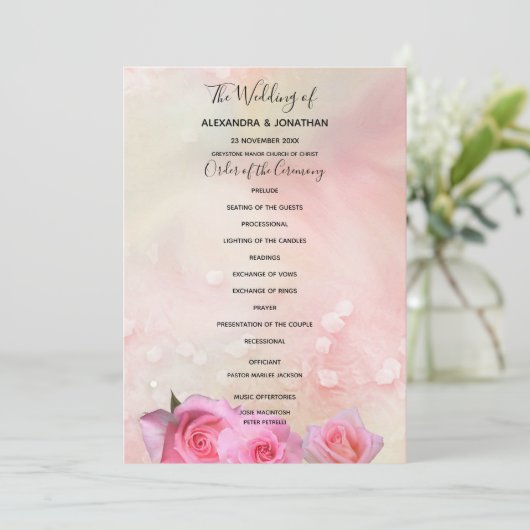 Perfect Rose Roses Programme de mariage (Debout devant)