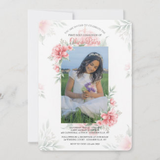 Perfect Roze Aquarel Foto Uitnodiging