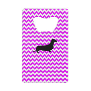 Perfect roze Chevron met Dachshund Kredietkaart Flessenopener